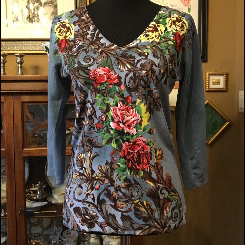 Alberto Makali sweater blue and animal print